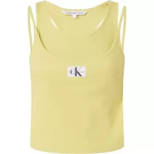 Image of Calvin Klein Jeans Badge Rib Double Layer Tank Top - Yellow