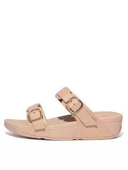 Image of FitFlop Lulu Shimmer Adjustable Slides, Beige, Size 7, Women