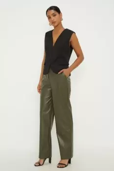 Image of Faux Leather Straight Leg Trouser