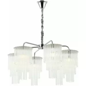 Image of Impex Panama 6 Light Chrome Crystal Pendant Ceiling Light