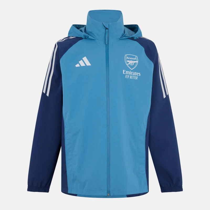 Image of adidas Mens Tiro 24 Arsenal 2025/2026 Waterproof Long Sleeve Licensed Rain Anorak Blue male S
