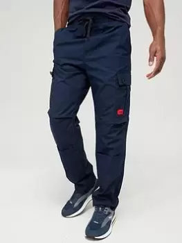 Image of HUGO Garlo233 Regular Fit Cargo Pants - Dark Blue, Dark Blue, Size 46=Uk30In, Inside Leg Regular, Men