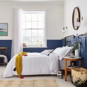 Image of Joules Brightside Striped 100% Cotton Duvet Cover White, Blue and Yellow
