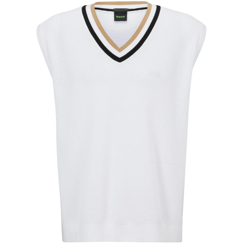 Image of Boss Mens Vestir Knitted Tops White male 2XL