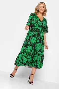 Image of Wrap Angel Sleeve Midi Dress