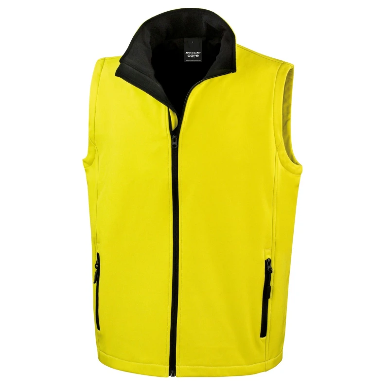 Image of Result Result Men Printable Softshell Body Warmer in Yellow Size: Small Yellow S Male 5063425301874