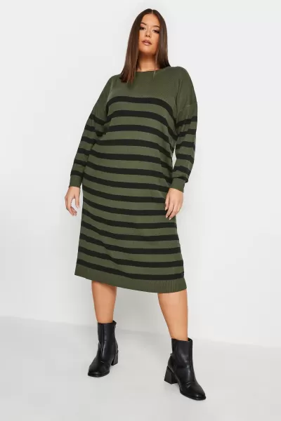 Image of Knitted Stripe Jumper Dress
