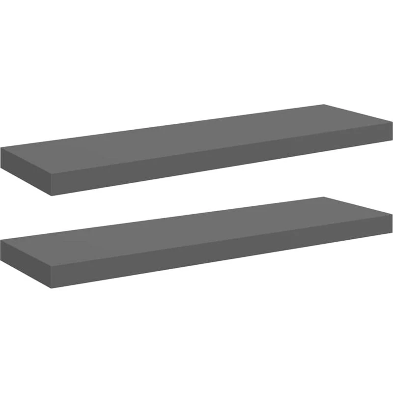 Image of VIDAXL Floating Wall Shelves 2 pcs High Gloss Grey 80x23.5x3.8cm mdf Vidaxl 8720286074251