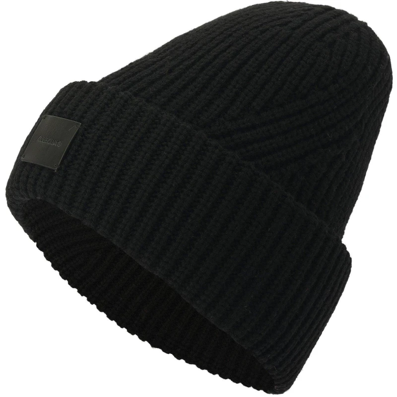 Image of AllSaints Travelling Rib Wool Beanie Black 001 female One Size
