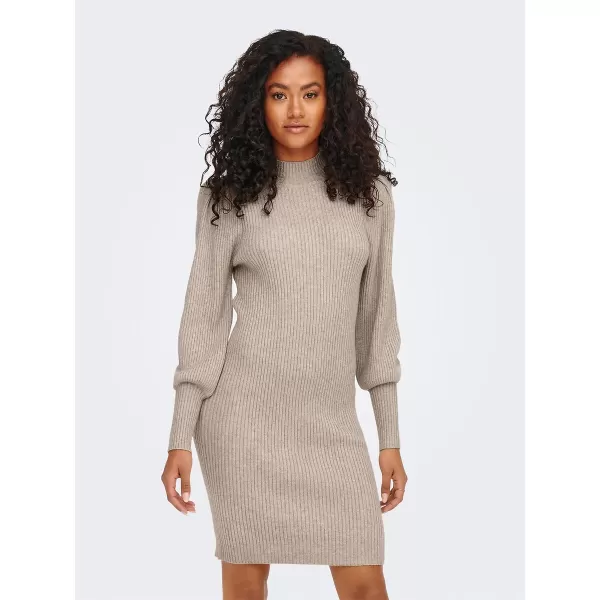 Image of Turtleneck Jumper Dress with Balloon Sleeves