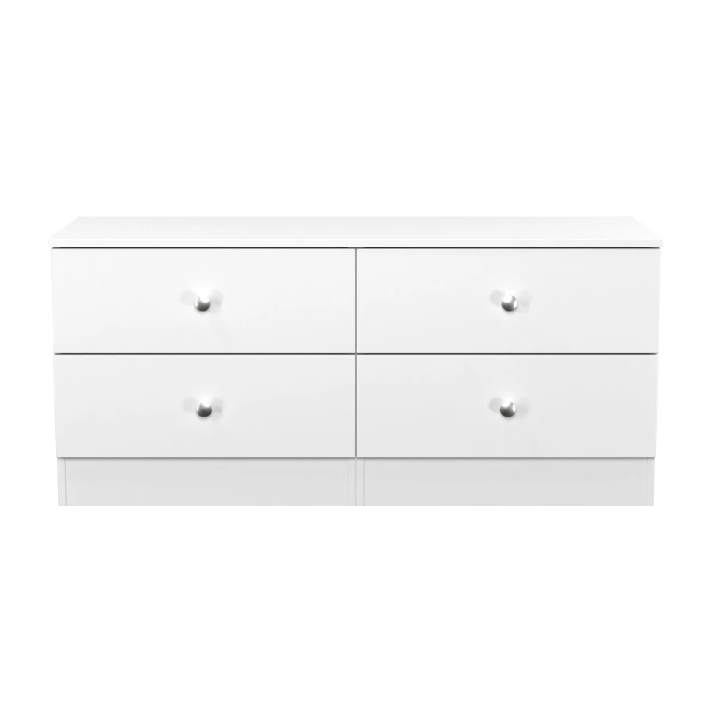 Image of Yarmouth Ready Assembled Matt White 4 Drawer Chest (H)495mm (W)1100mm (D)390mm