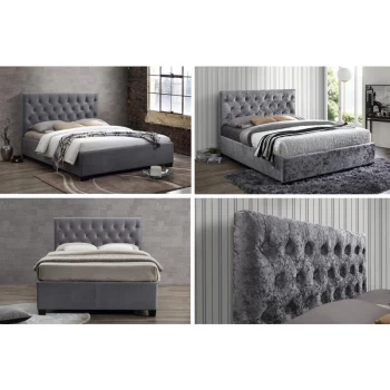 Image of Birlea - Cologne Grey Fabric Upholstered Bed Frame 4ft6 Double 135 cm