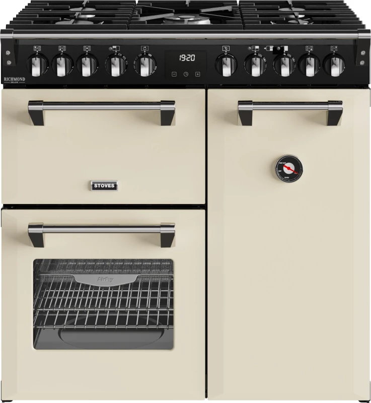 Image of Stoves Richmond Deluxe 90cm Dual Fuel Range Cooker - Cream - A/A/A Rated