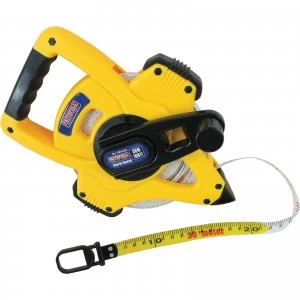 Image of Faithfull Geared Fibreglass Tape Measure Imperial & Metric 100ft / 30m 13mm