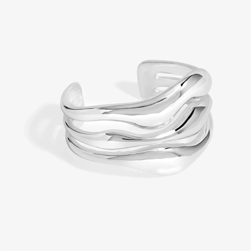 Image of Jon Richard Silver Plated Multi Row Polished Cuff Silver