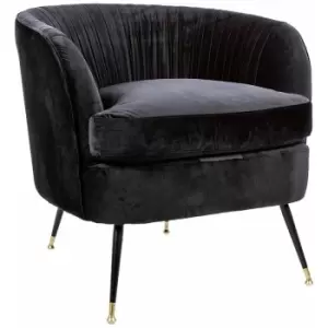Image of Charles Bentley Milan Velvet Accent Chair Black Tub Armchair Pleat Velvet - Black