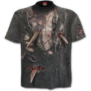 Image of Zombie Wrap Allover Mens Small T-Shirt - Black
