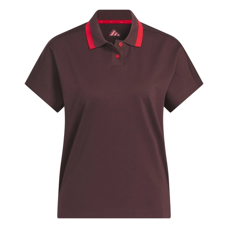 Image of adidas Womens Go-To 2Btn Short Sleeve Performance Polo Shirt Aurora Ruby S25 female 10 (S)