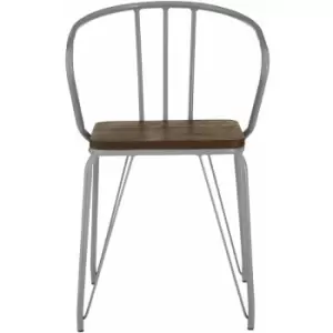 Image of Premier Housewares District Grey Metal and Elm Wood Arm Chair