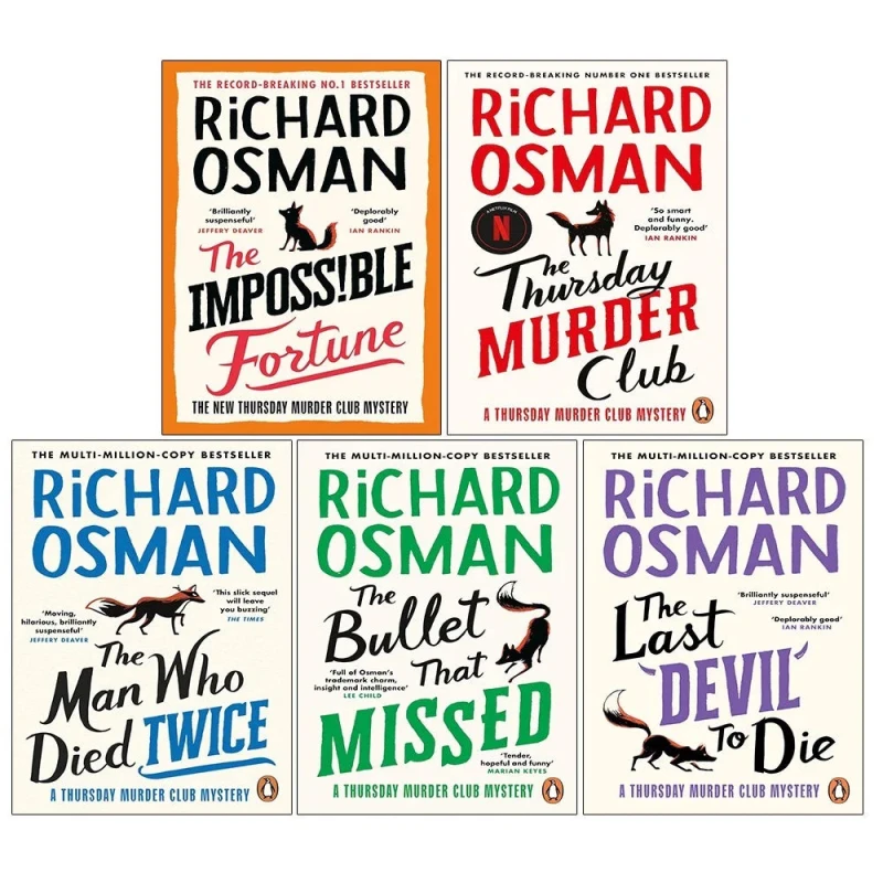 Image of Thursday Murder Club Series 5 Books Collection Set by Richard Osman( Thursday Murder Club , Man Who Died Twice, Bullet That Missed , Last Devil To Di