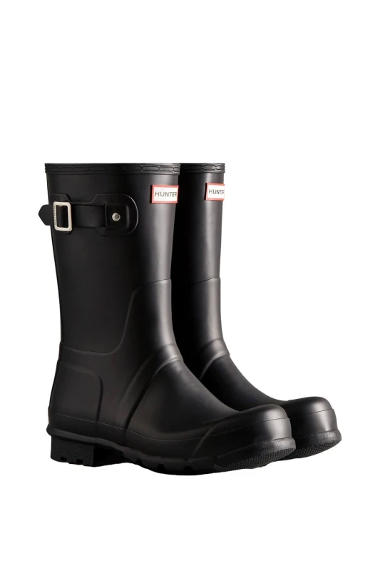 Image of Hunter Mens Original Short Wellington Boots in Black Size: 9 Black Male 9
