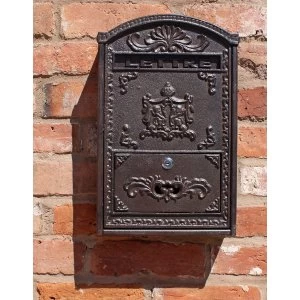 Image of Cast Iron and Wooden Wall Mounted Post Box