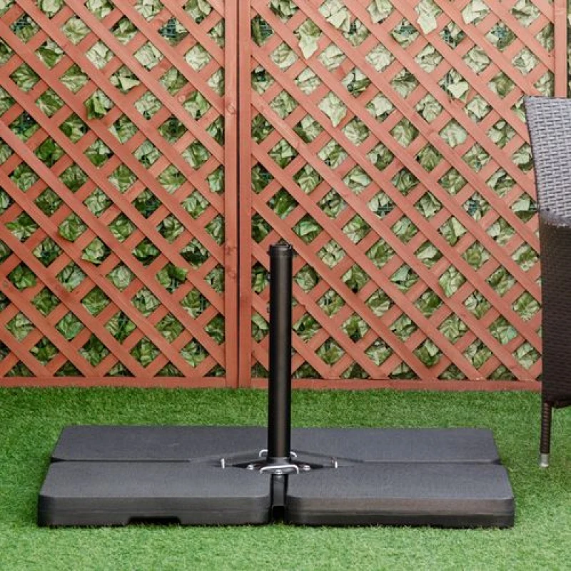 Image of Outsunny Set of 4 Parasol Base Stand Weights for Cantilever Umbrella, Black Black