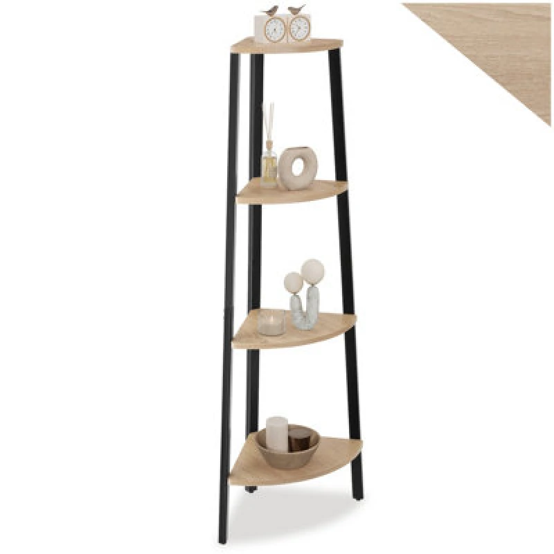 Image of Tectake Corner Shelf Newbridge - 4 Levels - Industrial Wood Light, Oak Sonoma