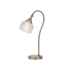 Image of DeRuyter Table Lamp E27 Antique Brass, Prismatic Glass