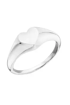 Image of Womens Recycled Sterling Silver Heart Signet Ring