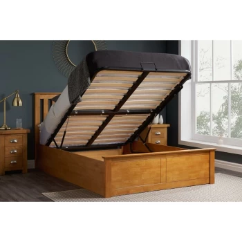 Image of Birlea - Phoenix Wooden Ottoman Lift Up Storage Bed - Oak 4ft Small Double 120 cm