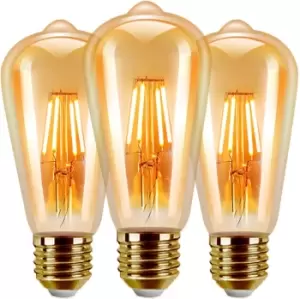 Image of 8W Vintage Filament Light Bulb E27, Warm White 3000K, Pack of 4