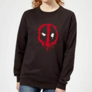 Image of Marvel Deadpool Splat Face Womens Sweatshirt - Black