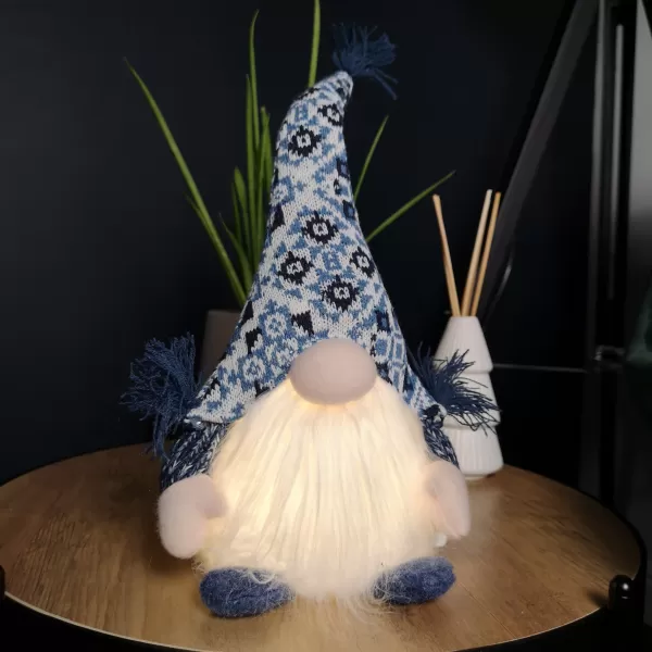 Image of 35cm Battery Operated Light up Sitting Christmas Gonk in Light Blue