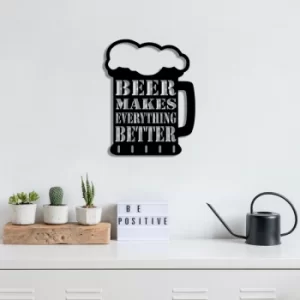 Image of Beer Black Decorative Metal Wall Accessory