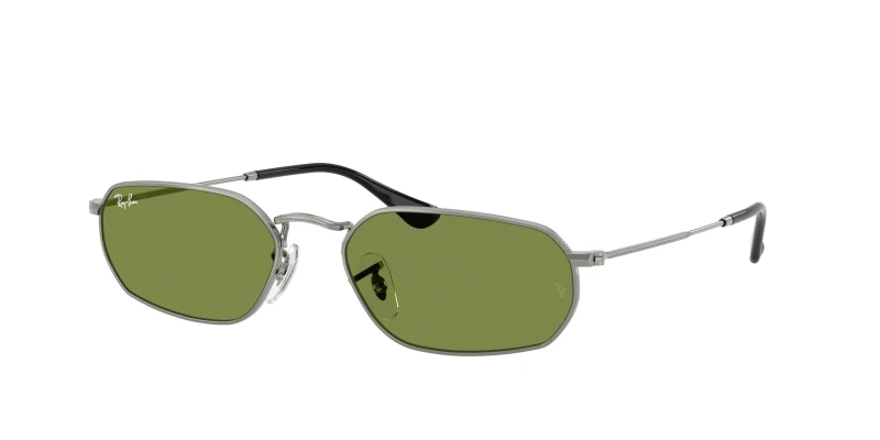 Image of Ray - Ban Unisex Ray - Ban RB3947 004/4E Sunglasses Metal Grey Green Geometric Normal Grey Sunglasses Unisex Metal