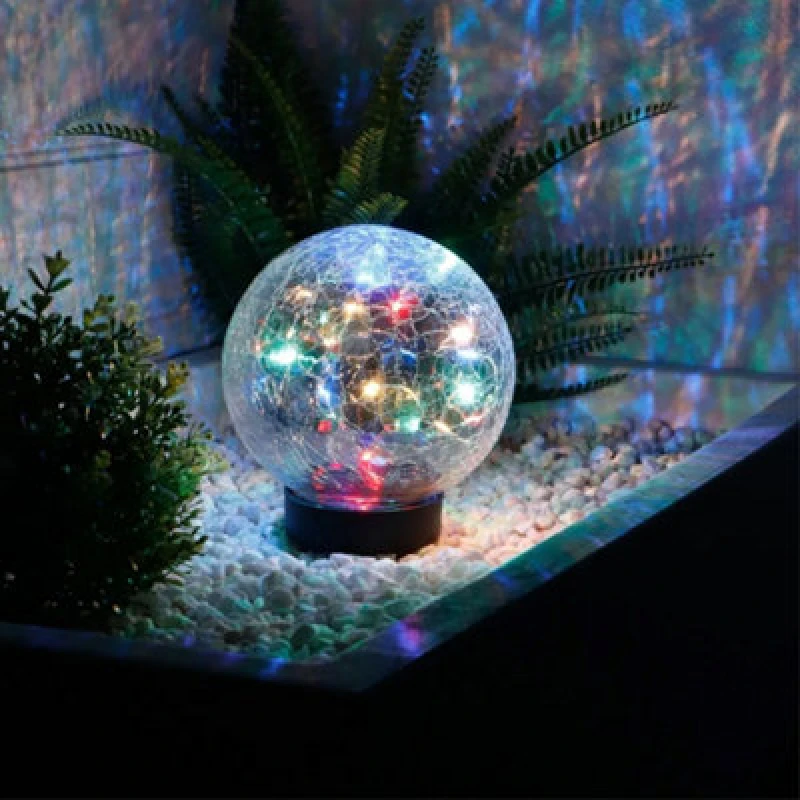 Image of Streetwize 15cm Solar Powered Multi-Coloured Crackle Ball - Clear Clear D 15cm