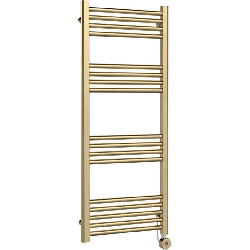 Image of Nuie Electric Round Towel Rail 17 Bar 1200X 500Mm Brushed Brass, Brown MTY860
