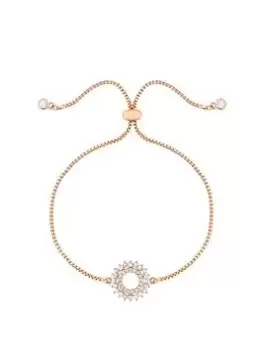 Image of Jon Richard Rose Gold Plated And Cubic Zirconia Open Toggle Bracelet