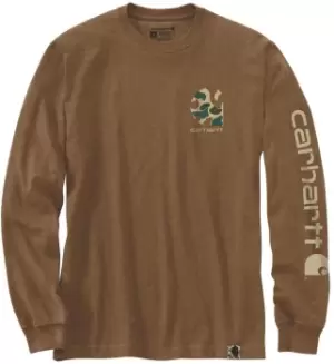 Image of Carhartt Camo Logo Graphic Longsleeve, brown, Size S, brown, Size S