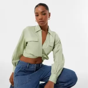 Image of Jack Wills Draped Cropped Blouse - Green