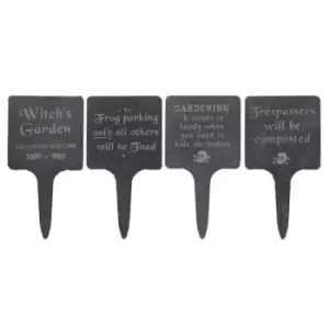 Image of Set of 4 Gothic Garden Slate Garden Signs