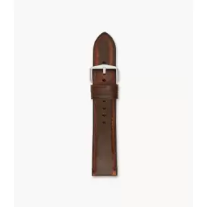 Image of Fossil Mens Estate 22Mm Leather And Rubber Watch Strap - Dark Brown