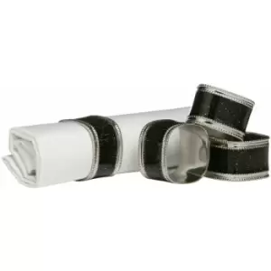 Image of Black Glitter Napkin Rings - Set of 4 - Premier Housewares