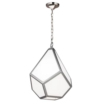 Image of Diamond 1 Light Medium Ceiling Pendant Polished Nickel, E27