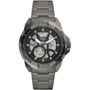 Image of Mens Fossil Bronson Automatic Smoke Stainless Steel Watch