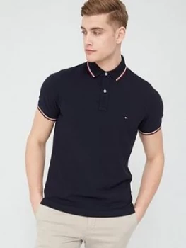 Image of Tommy Hilfiger Tipped Slim Fit Polo Shirt - Desert Sky Navy
