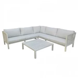 Image of Acacia Washed Wood Large Corner Sofa Set Washed White