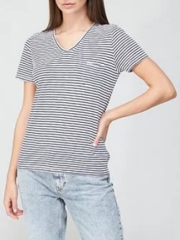 Image of Superdry Pocket V Neck Tee - Navy, Size 8, Women