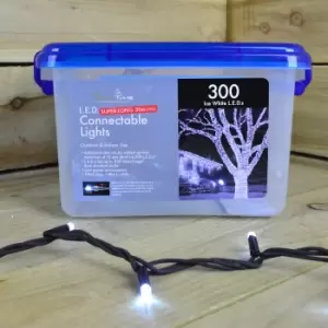 Image of 300 Ice White LED Super Long Snowtime 29.9m Connectable Lights on a Black Cable